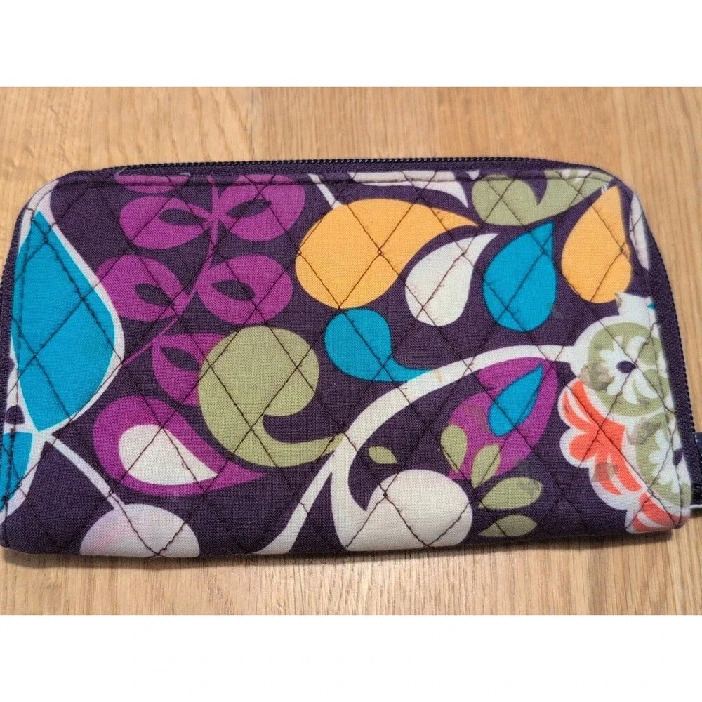 Vera Bradley Women's Purple Plum Crazy Zip Around Wallet Organizer